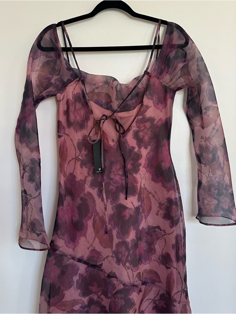 NWT Lulu's Pia Mauve Purple Floral Asymmetrical Midi Dress - Picture 8 of 16